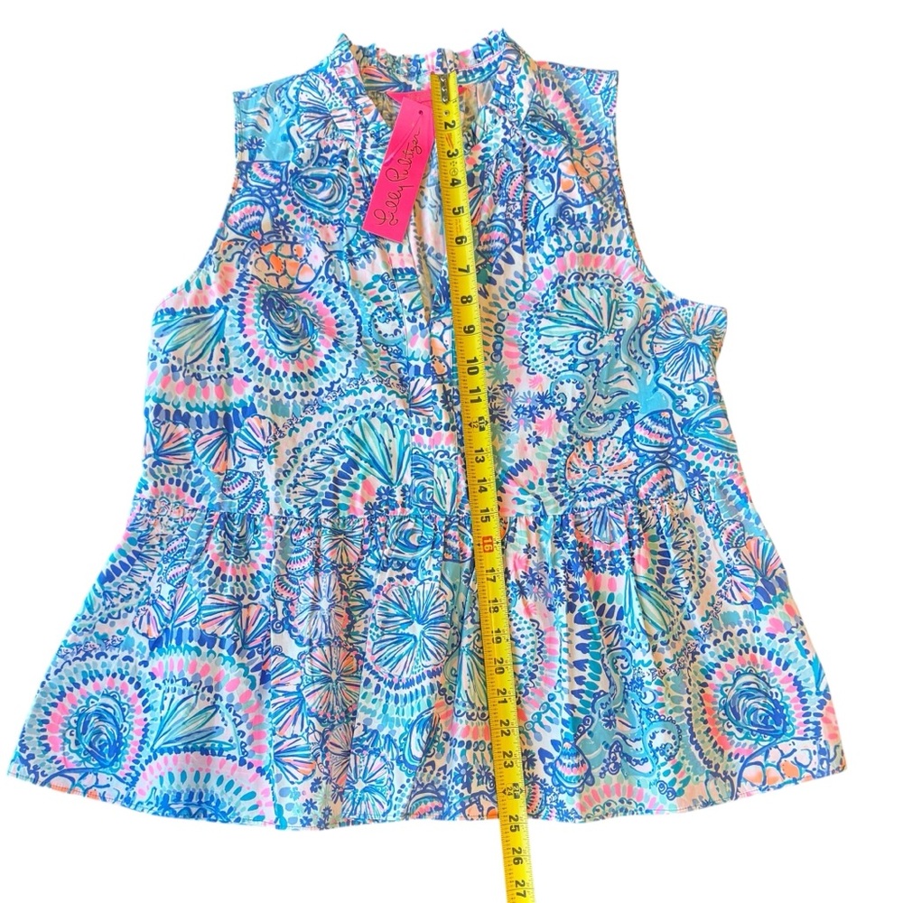 Lilly Pulitzer Blouse Novella Ruffle Hem Tank Top Women’s Size Large NWT - Picture 8 of 16